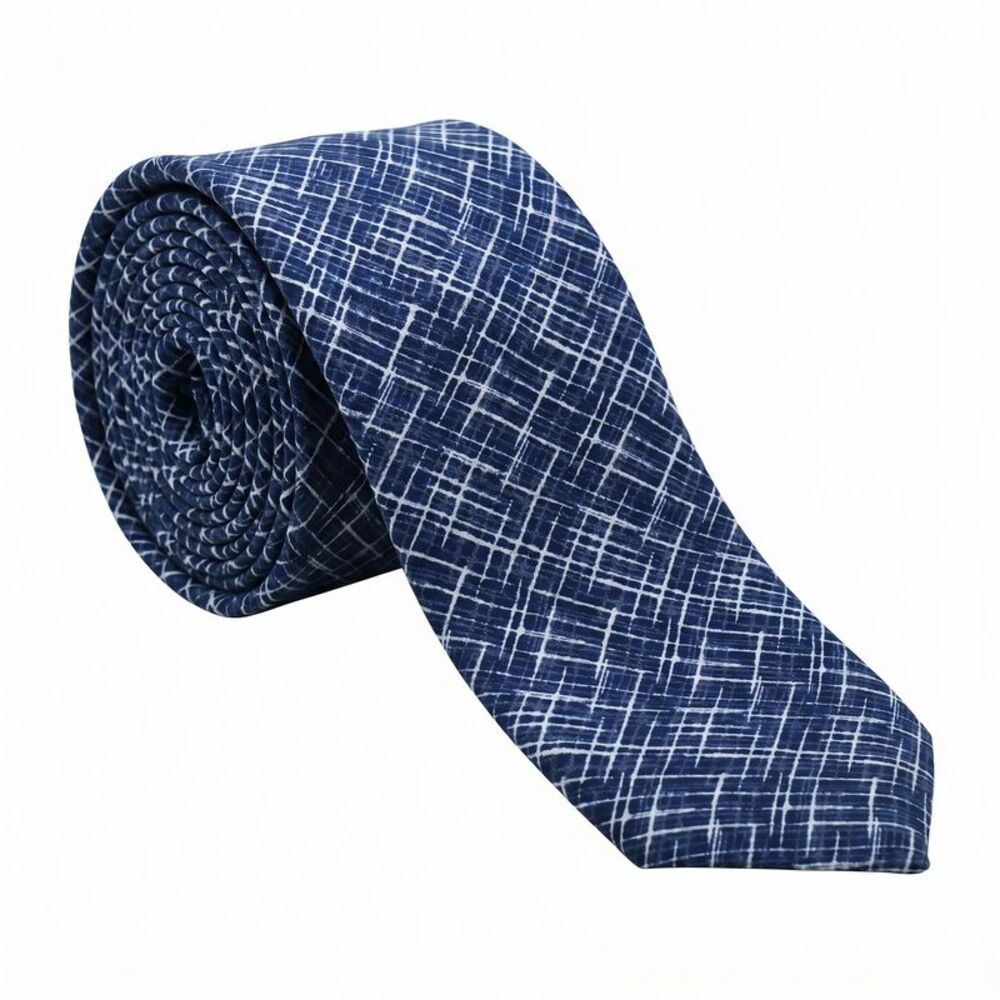 Emporio Armani 100% Silk Navy Blue Crosshatch Tie - Made in Italy